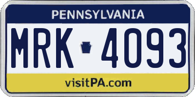 PA license plate MRK4093