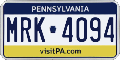 PA license plate MRK4094