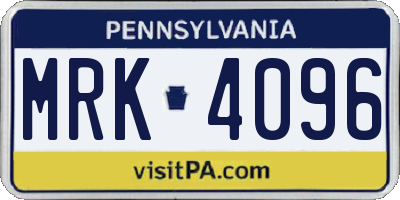 PA license plate MRK4096