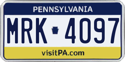 PA license plate MRK4097