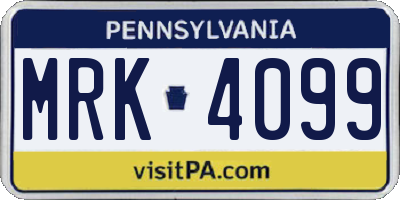 PA license plate MRK4099