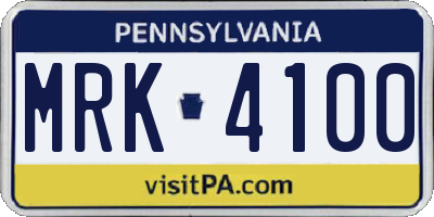 PA license plate MRK4100