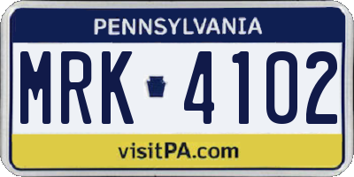 PA license plate MRK4102