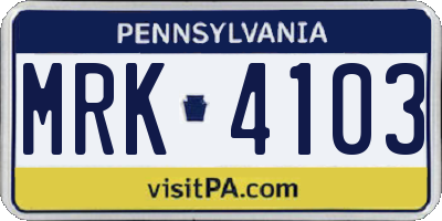 PA license plate MRK4103