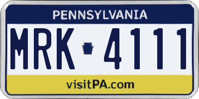 PA license plate MRK4111