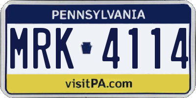 PA license plate MRK4114