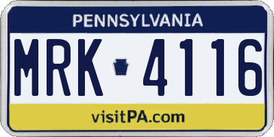 PA license plate MRK4116