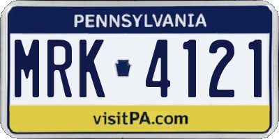 PA license plate MRK4121