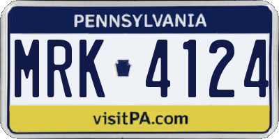 PA license plate MRK4124