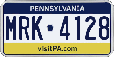 PA license plate MRK4128