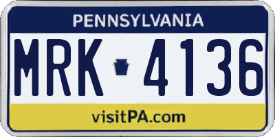 PA license plate MRK4136