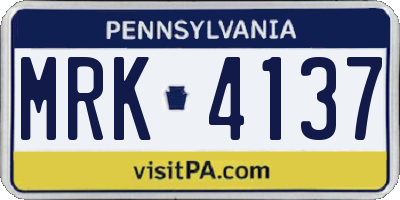 PA license plate MRK4137