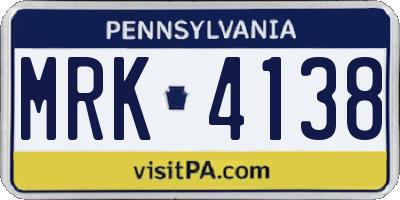 PA license plate MRK4138