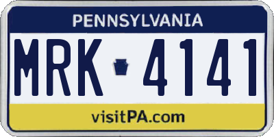PA license plate MRK4141