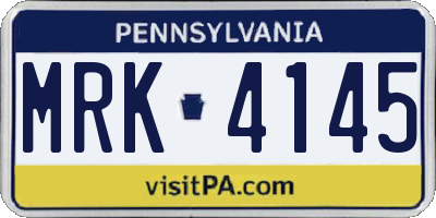 PA license plate MRK4145