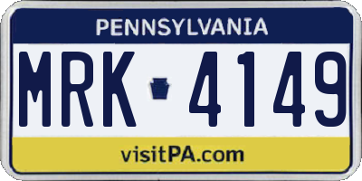 PA license plate MRK4149