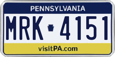 PA license plate MRK4151