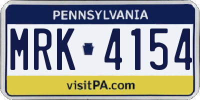 PA license plate MRK4154