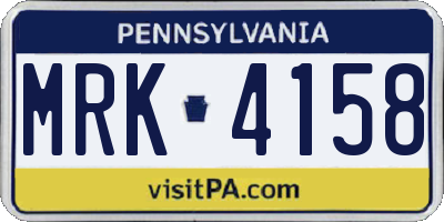 PA license plate MRK4158