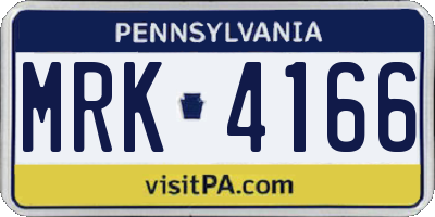 PA license plate MRK4166