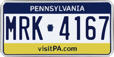PA license plate MRK4167
