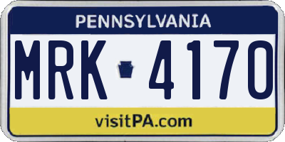 PA license plate MRK4170
