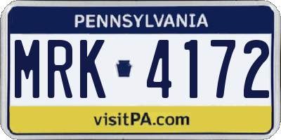 PA license plate MRK4172