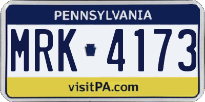 PA license plate MRK4173