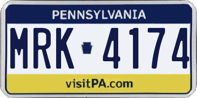 PA license plate MRK4174