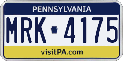 PA license plate MRK4175