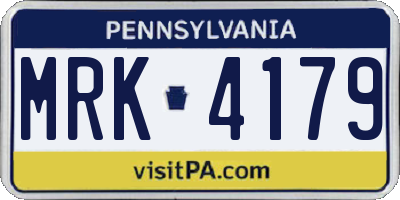 PA license plate MRK4179