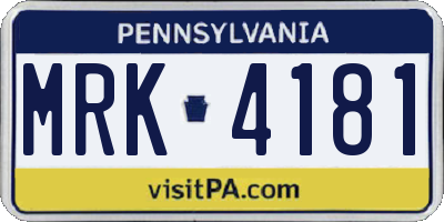 PA license plate MRK4181
