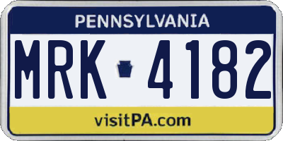 PA license plate MRK4182