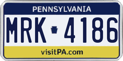 PA license plate MRK4186