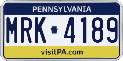 PA license plate MRK4189