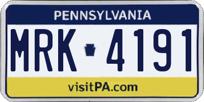 PA license plate MRK4191
