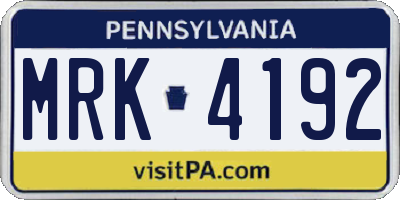 PA license plate MRK4192