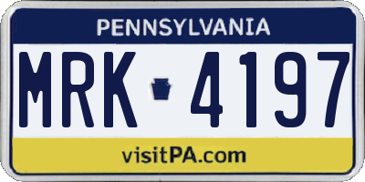 PA license plate MRK4197