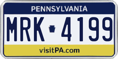 PA license plate MRK4199