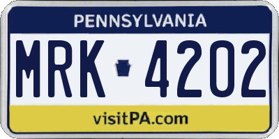 PA license plate MRK4202