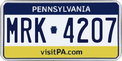 PA license plate MRK4207