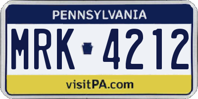 PA license plate MRK4212