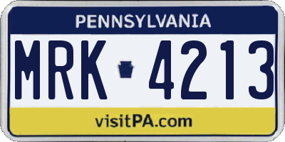 PA license plate MRK4213