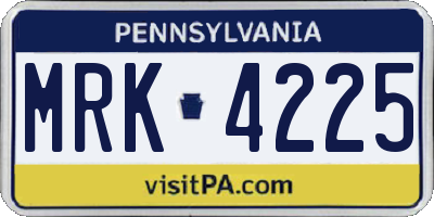 PA license plate MRK4225