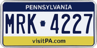PA license plate MRK4227