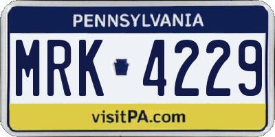 PA license plate MRK4229