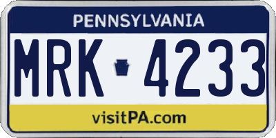 PA license plate MRK4233
