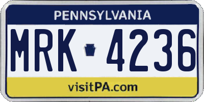 PA license plate MRK4236