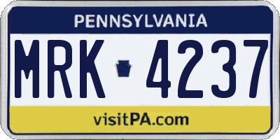 PA license plate MRK4237