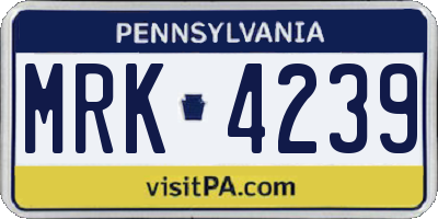 PA license plate MRK4239